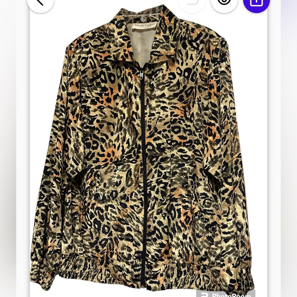 Vintage Victor Carlini lightweight  Satin lined leopard Retro jacket Size M